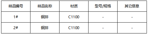 C1100铜排成分分析-表面黑色物质分析 C1100铜排成分分析-表面黑色物质分析