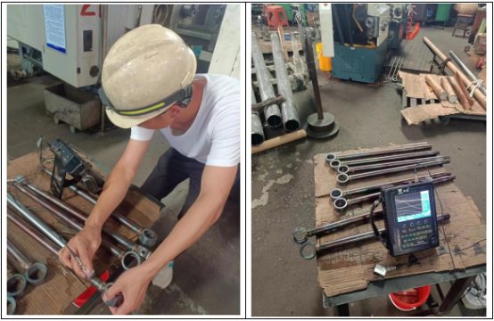 440C活塞杆现超声现场测试 440C活塞杆现超声现场测试