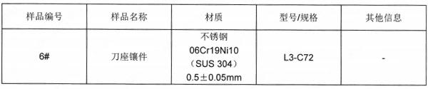 刀座镶件不锈钢SUS304成分分析
