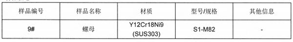 螺母不锈钢SUS303成分分析 螺母不锈钢SUS303成分分析