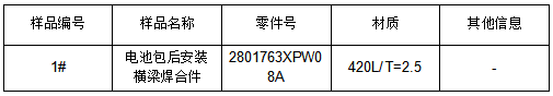 横梁焊合件成分分析 横梁焊合件成分分析