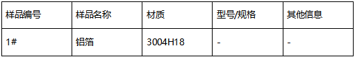 3004H18铝箔材质鉴定-成分分析 3004H18铝箔材质鉴定-成分分析
