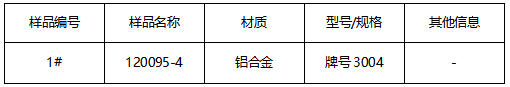 铝合金成分分析-3004牌号鉴定 铝合金成分分析-3004牌号鉴定