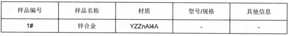 YZZnAI4A锌合金成分分析-欧盟ROHS指令