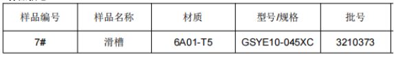 地铁铝合金滑槽成分分析