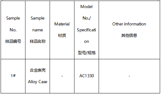 合金表壳化学成分分析 合金表壳化学成分分析