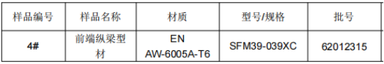 前端纵梁型材铝合金成分检测